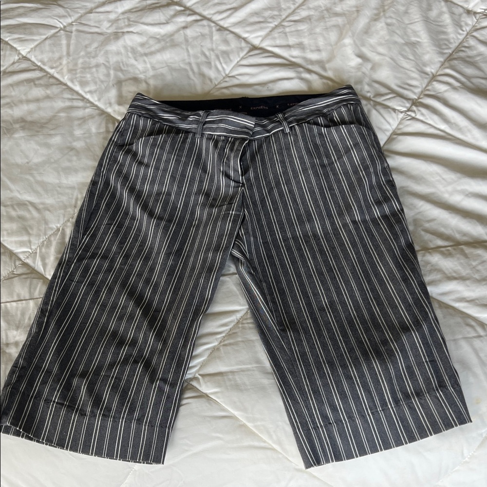 Express Black and White Striped Trousers